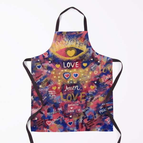 Golden Eyes and Vibrant Colorful Abstract Acrylic Painting Canvas Art Aprons