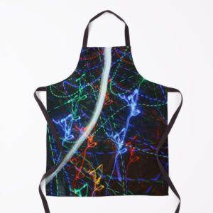 Neon Light Trails Abstract Photography. Cyberpunk Long Exposure Wall Art Electric Lines Apron
